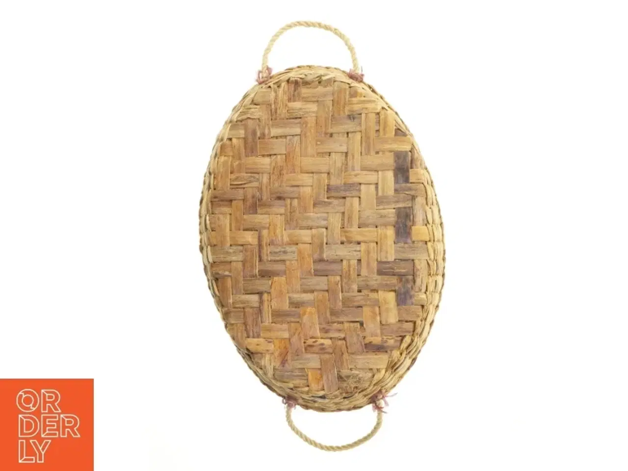 Billede 4 - Stor oval pyntebakke med flettet kant og håndtag (str. 43x32 cm)