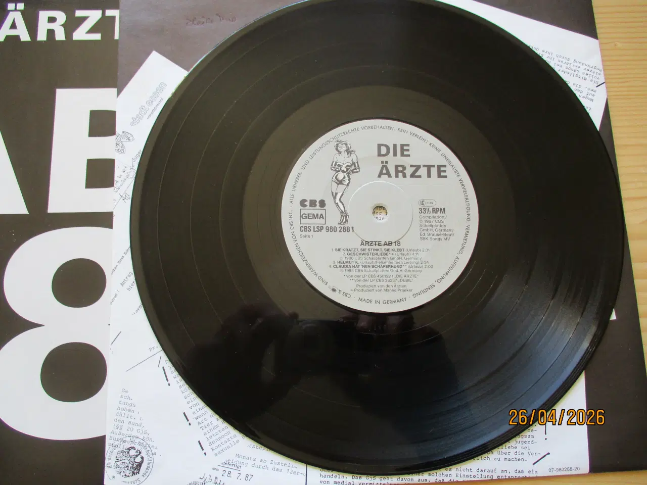 Billede 4 - Die Ärzte - Ab 18 + Punkrock 10" Vinyl + 1987 +