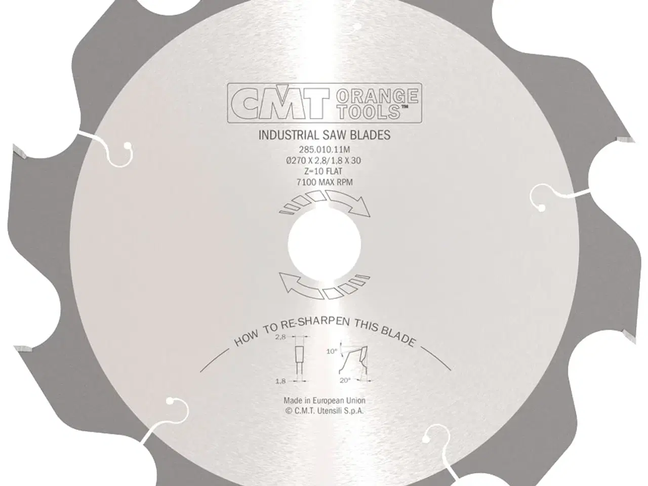 Billede 1 - CMT rundsavklinge HM-skær 270×2,8×30 Z10 F Gasbet.