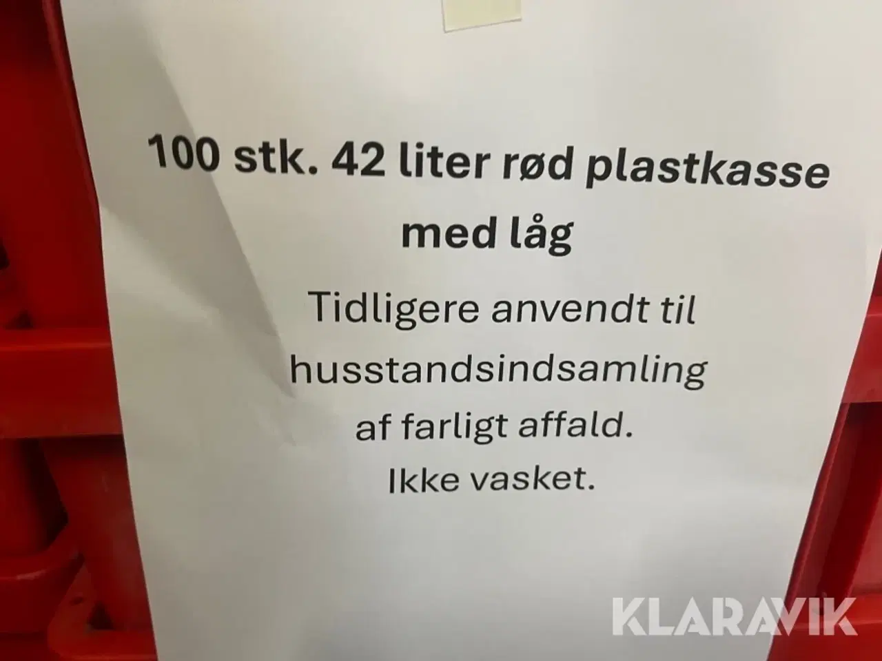 Billede 4 - Røde plastkasser Med låg 42liter 100styk