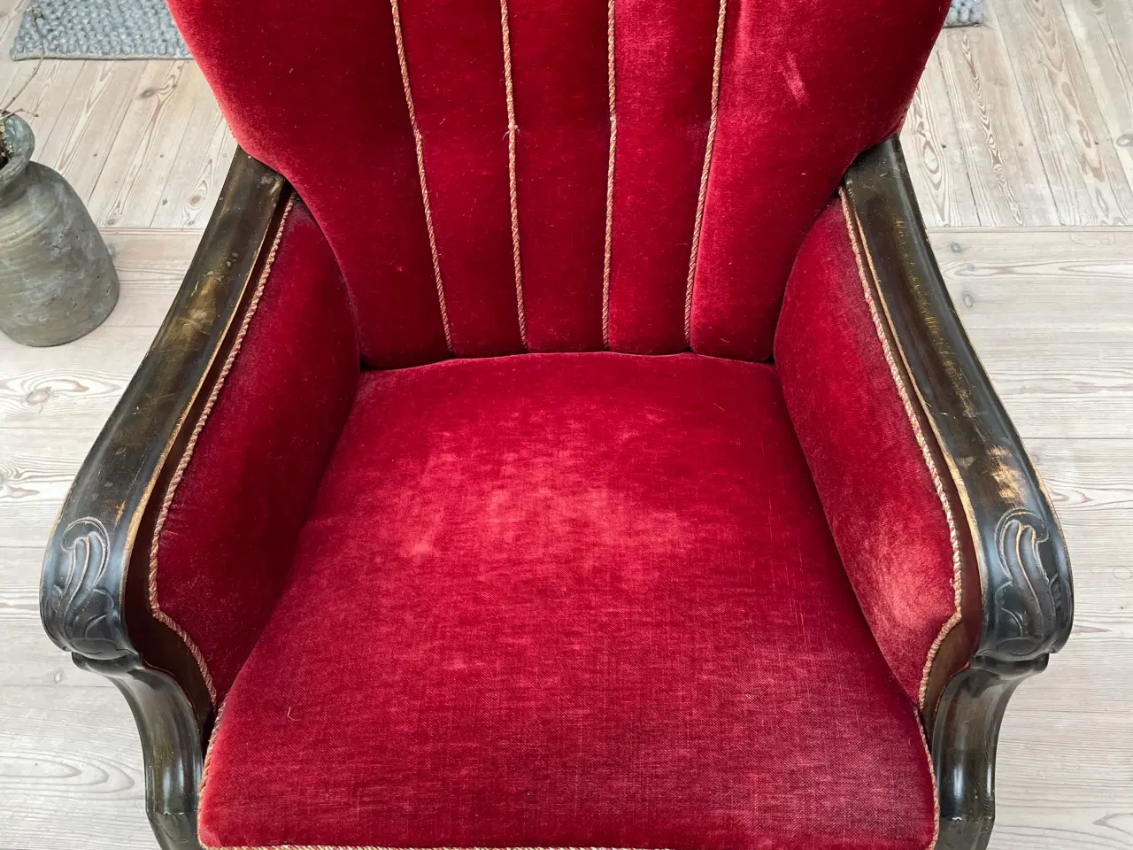 Billede 2 - Lænestol med rødt plyds