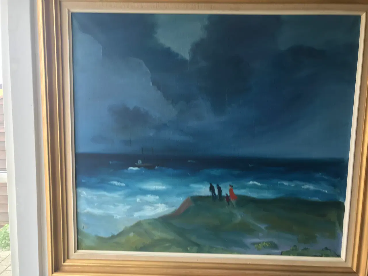 Billede 1 - "Storm ved Havet med Skib" - Knud Kristensen