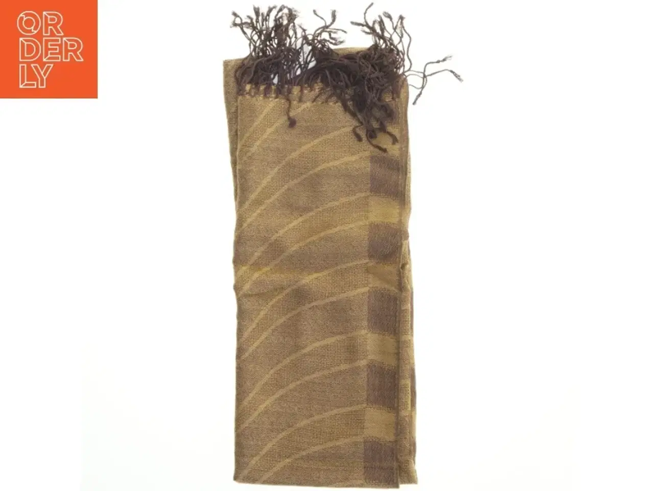 Billede 1 - Brun plaid med frynser (str. 90x70 cm)