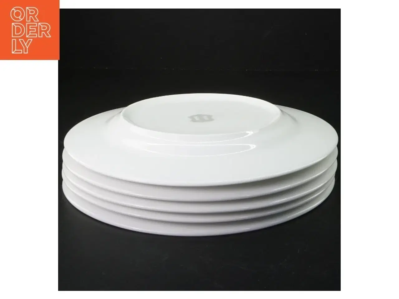 Billede 2 - Hvid porcelænstallerken, 5 stk, flade (str. 23 x 3 cm)