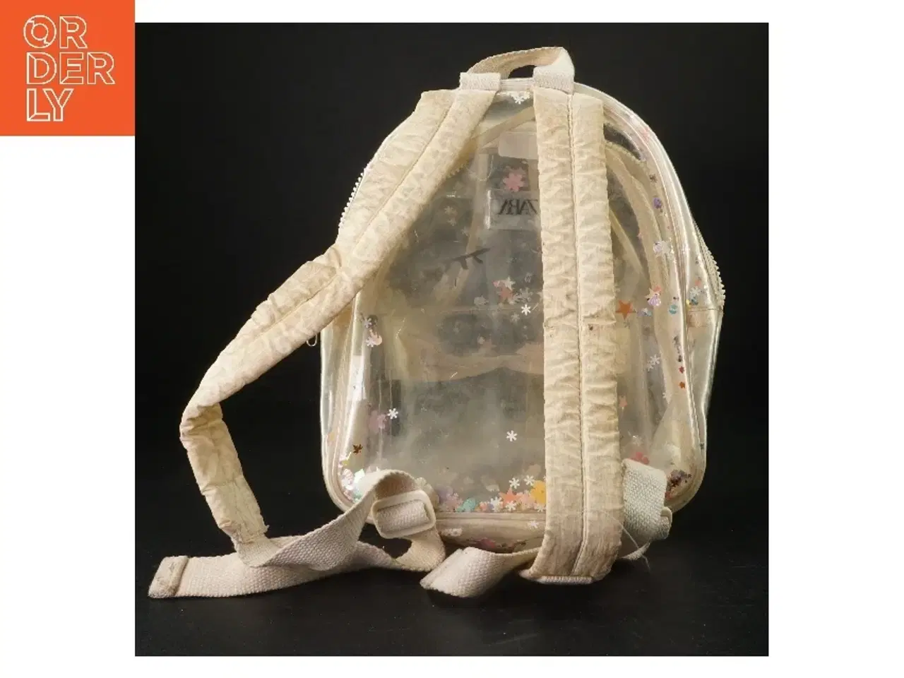 Billede 3 - Gennemsigtig rygsæk med glitter og mønster fra Zara (str. 29 x 23 cm)