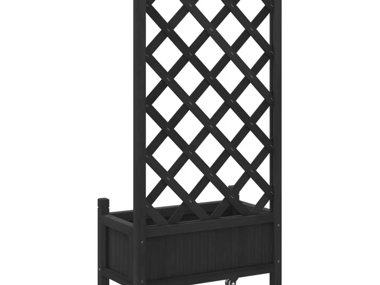 Billede 6 - Plantekasse med espalier og hjul massivt fyrretræ sort