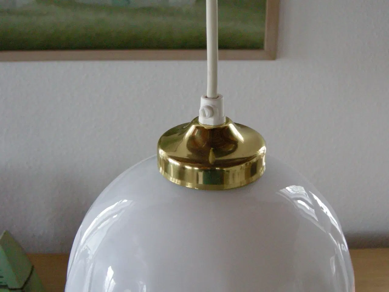 Billede 2 - Vintage pendel, Opalglasskærm, Mundblæst glasskærm