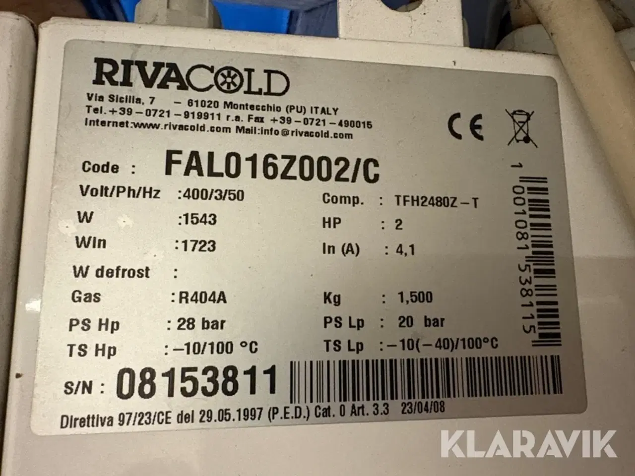 Billede 3 - Kølerum Rivacold FAL016Z002/C