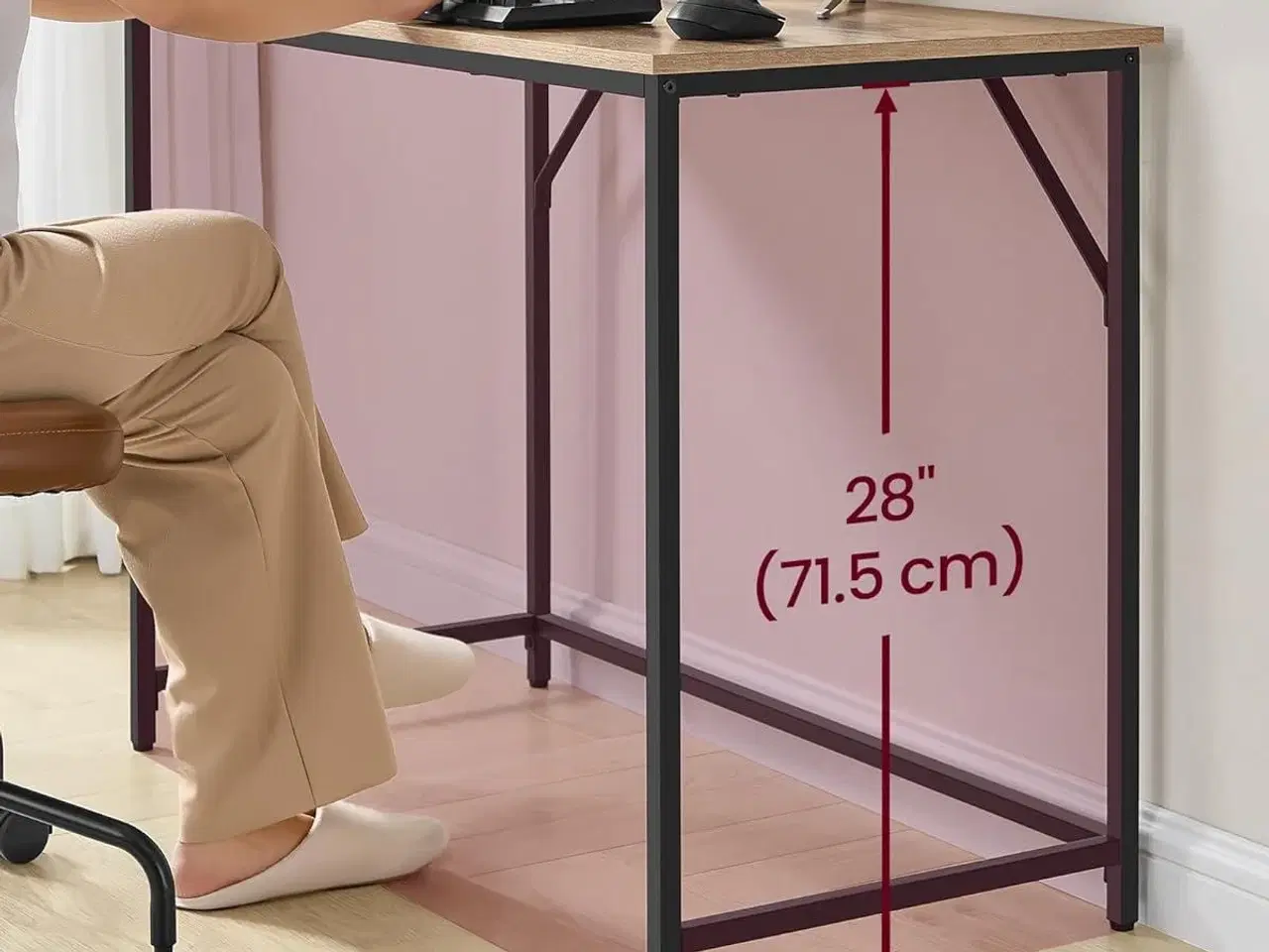 Billede 4 - Skrivebord computerbord 100 × 50 cm, kamelbrun/sort