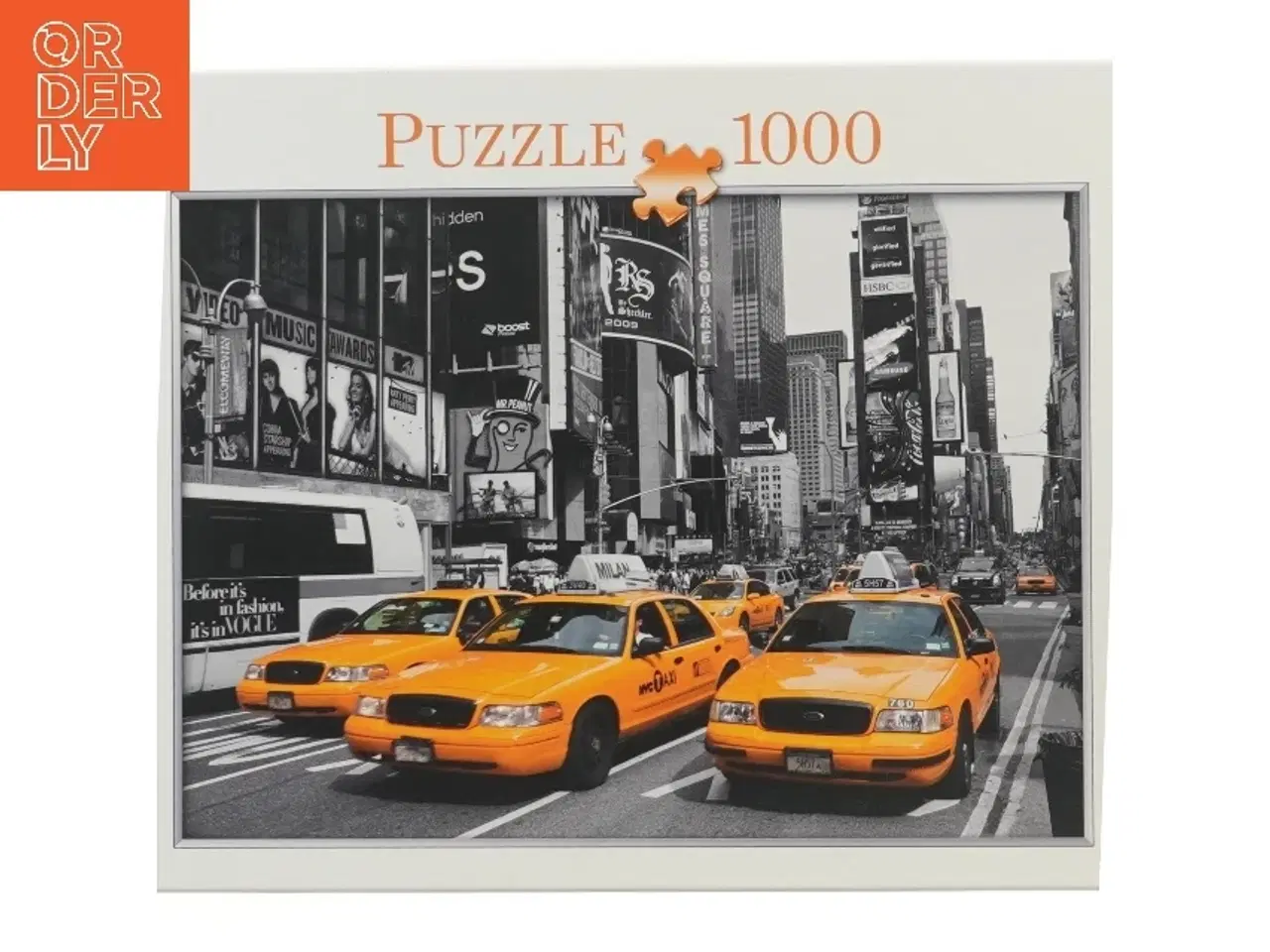 Billede 1 - Puslespil med 1000 brikker af gule taxaer (str. 1000 brikker cm)