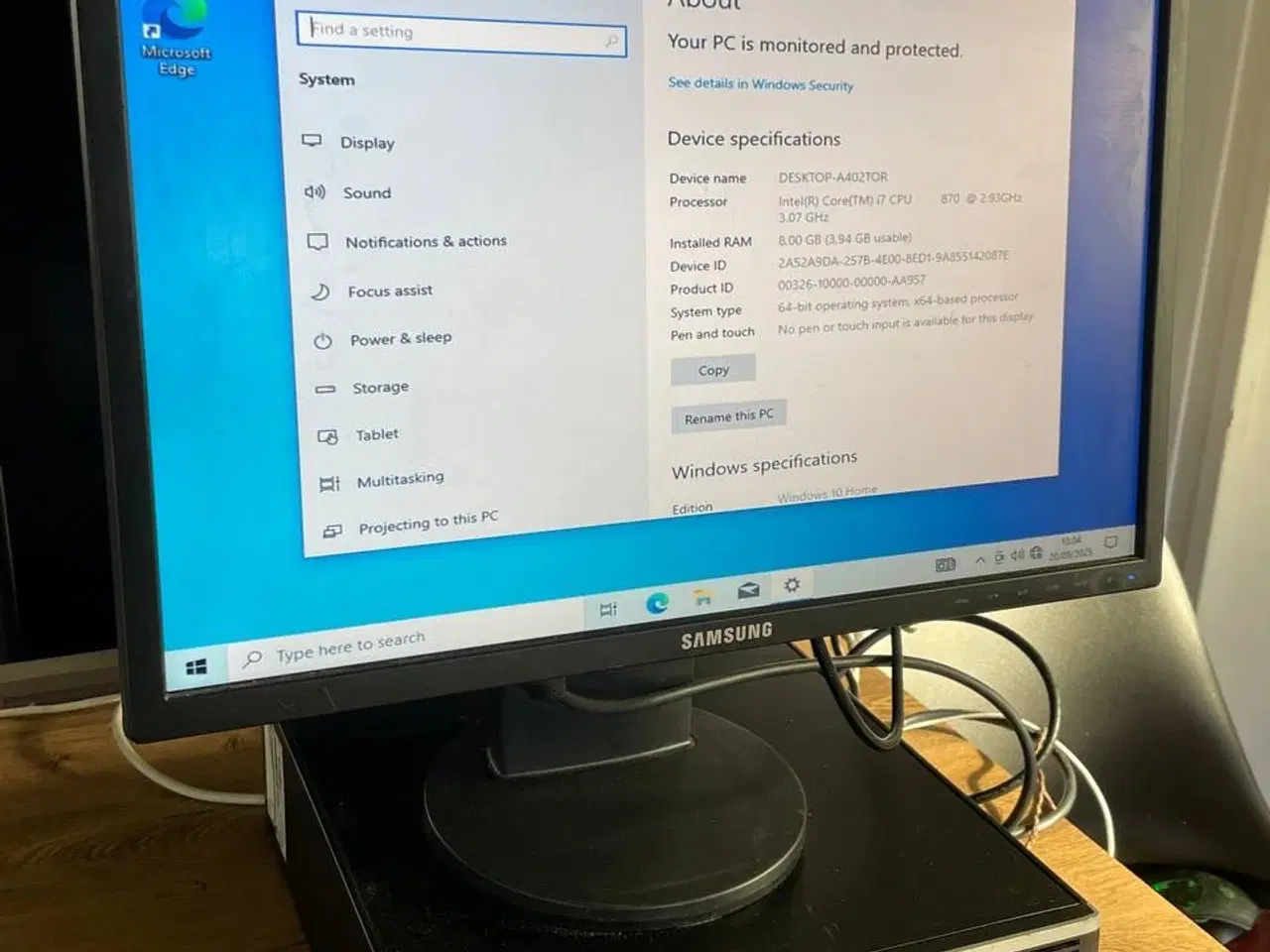Billede 1 - HP Compaq Elite 8100 SFF (Desktop PC) + Samsung 21