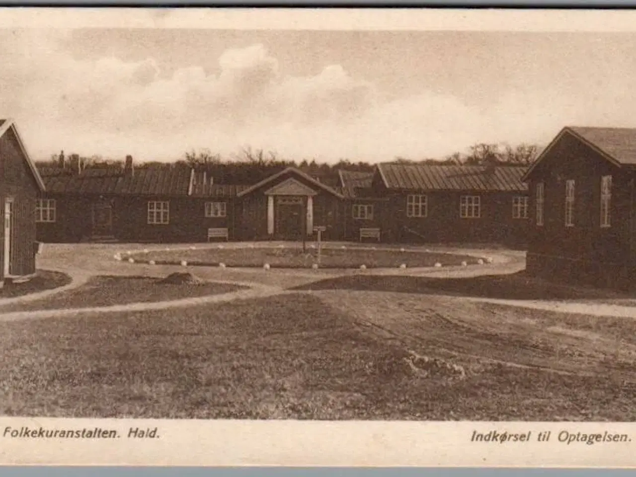 Billede 1 - Folkekuranstalten - Hald  - Indkørsel til Optagelsen - Postkort - Ubrugt