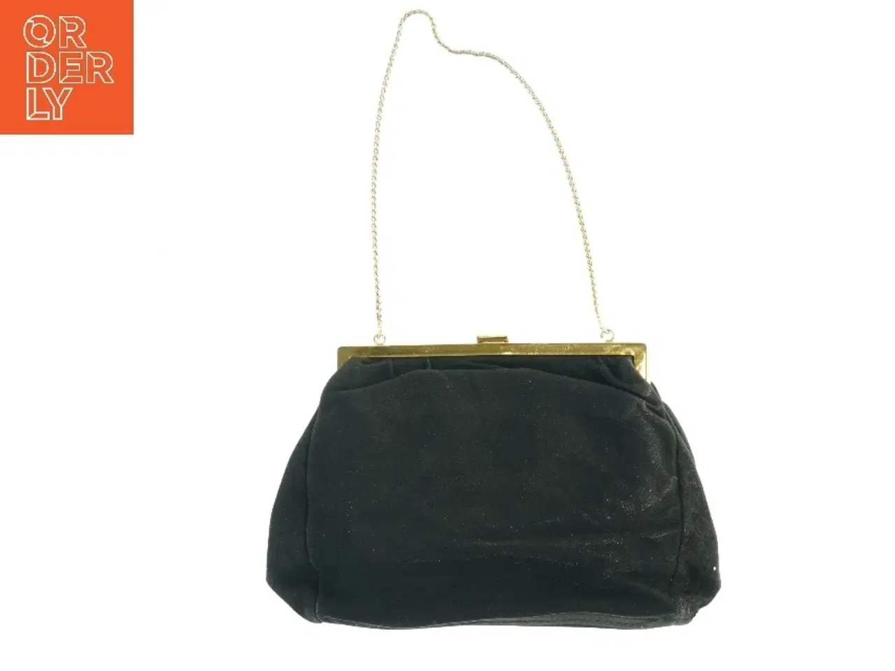 Billede 2 - Sort aftenhåndtaske med guldkæde (str. 18x14 cm)