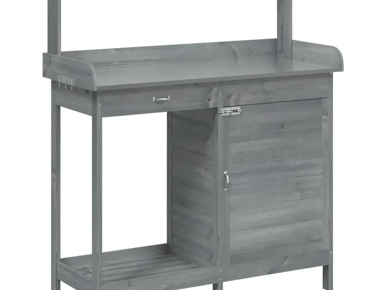 Billede 2 - Pottebænk med skab 110,5x45x124,5 cm massivt grantræ grå
