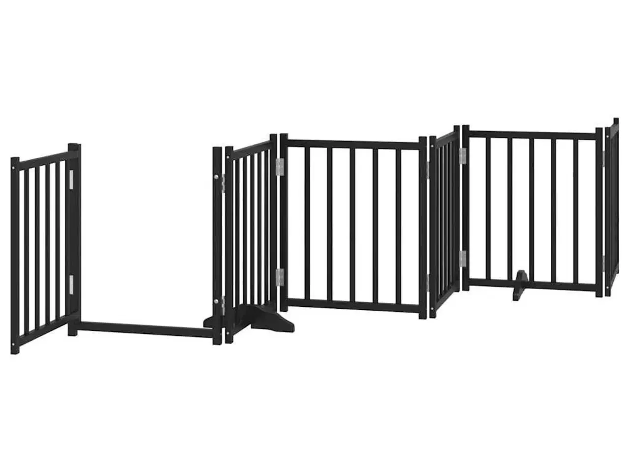 Billede 4 - Hundelåge m. dør 6 paneler 300 cm foldbar massivt gran sort