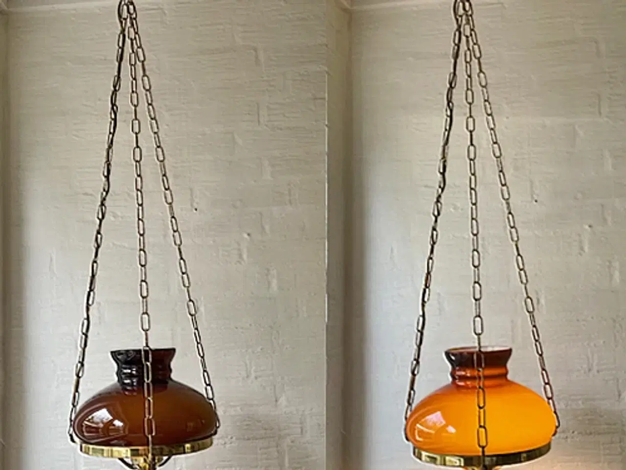 Billede 1 - Retro loftlampe i messing.
