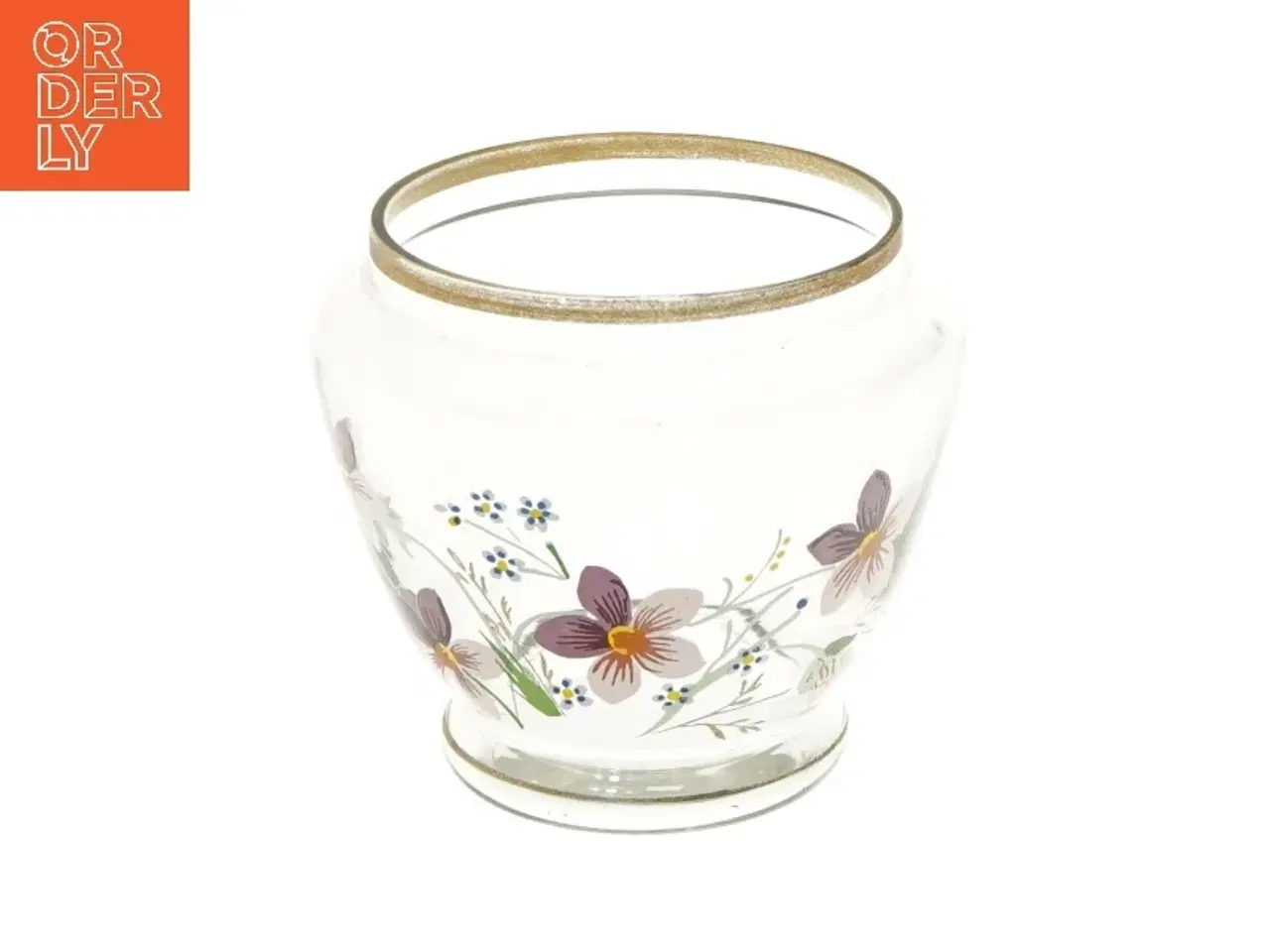 Billede 1 - Dekorativ glasvase med blomsterdesign (str. Ø 11x10 cm)