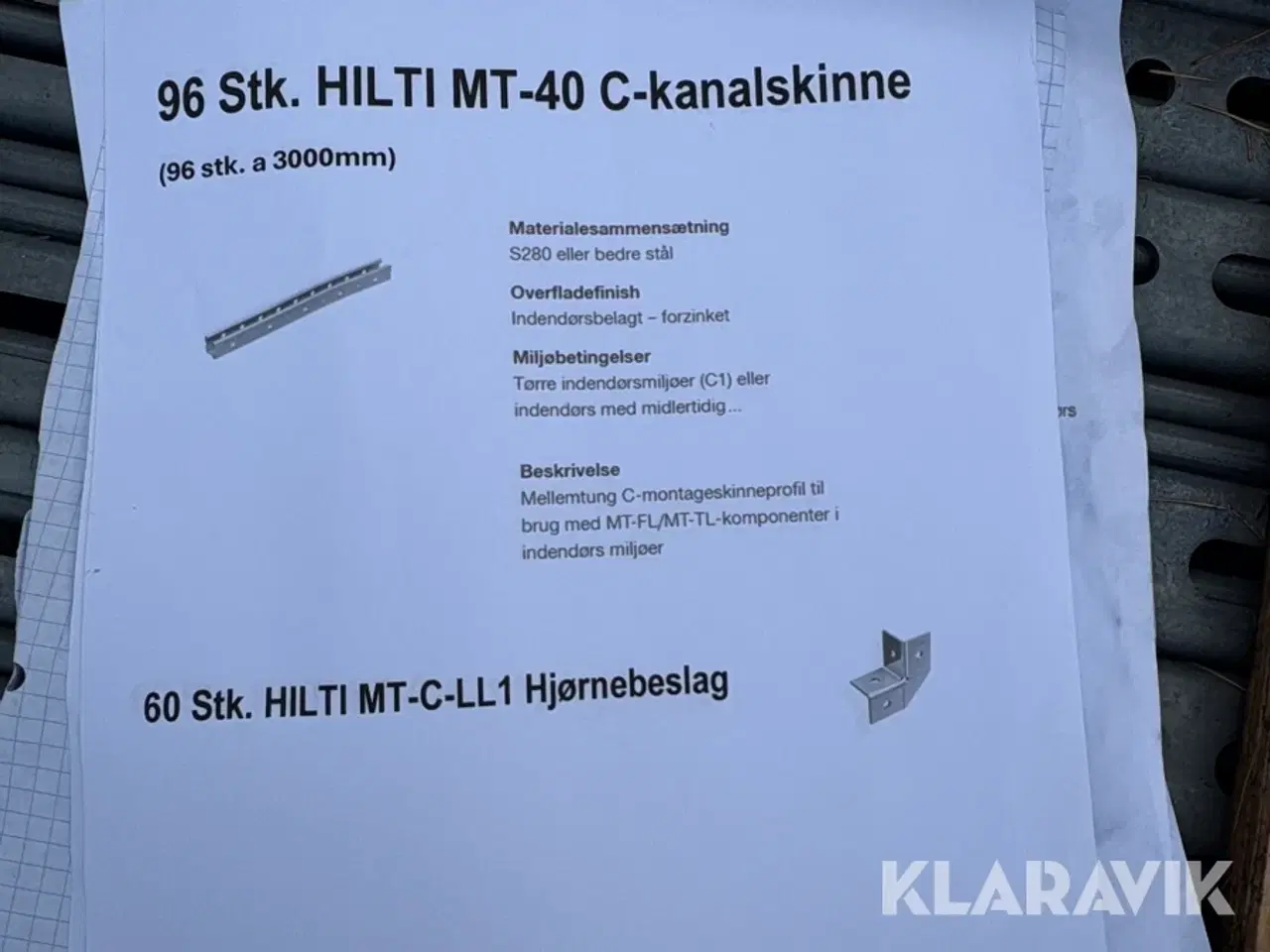 Billede 6 - Kanalskinner Hilti MT-40 C-kanalskinne 96 styk