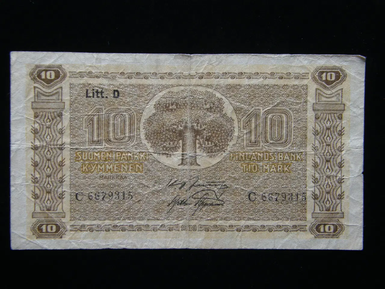 Billede 1 - Finland  10 Markkaa 1939  P70a  Litt. D