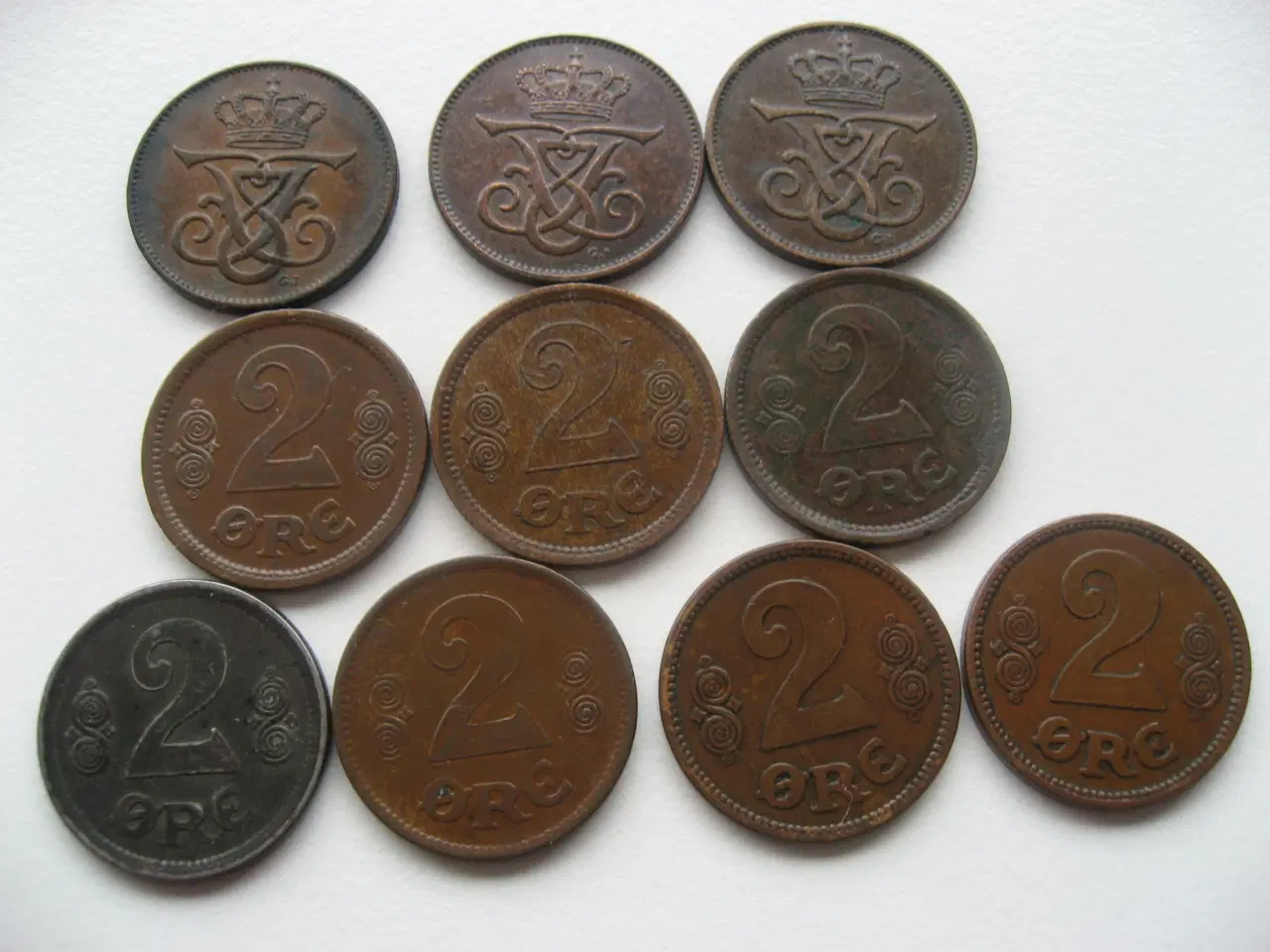 Billede 2 - FLOTTE BRONZE 2 ØRER 1914-1923 ialt 10 stk.