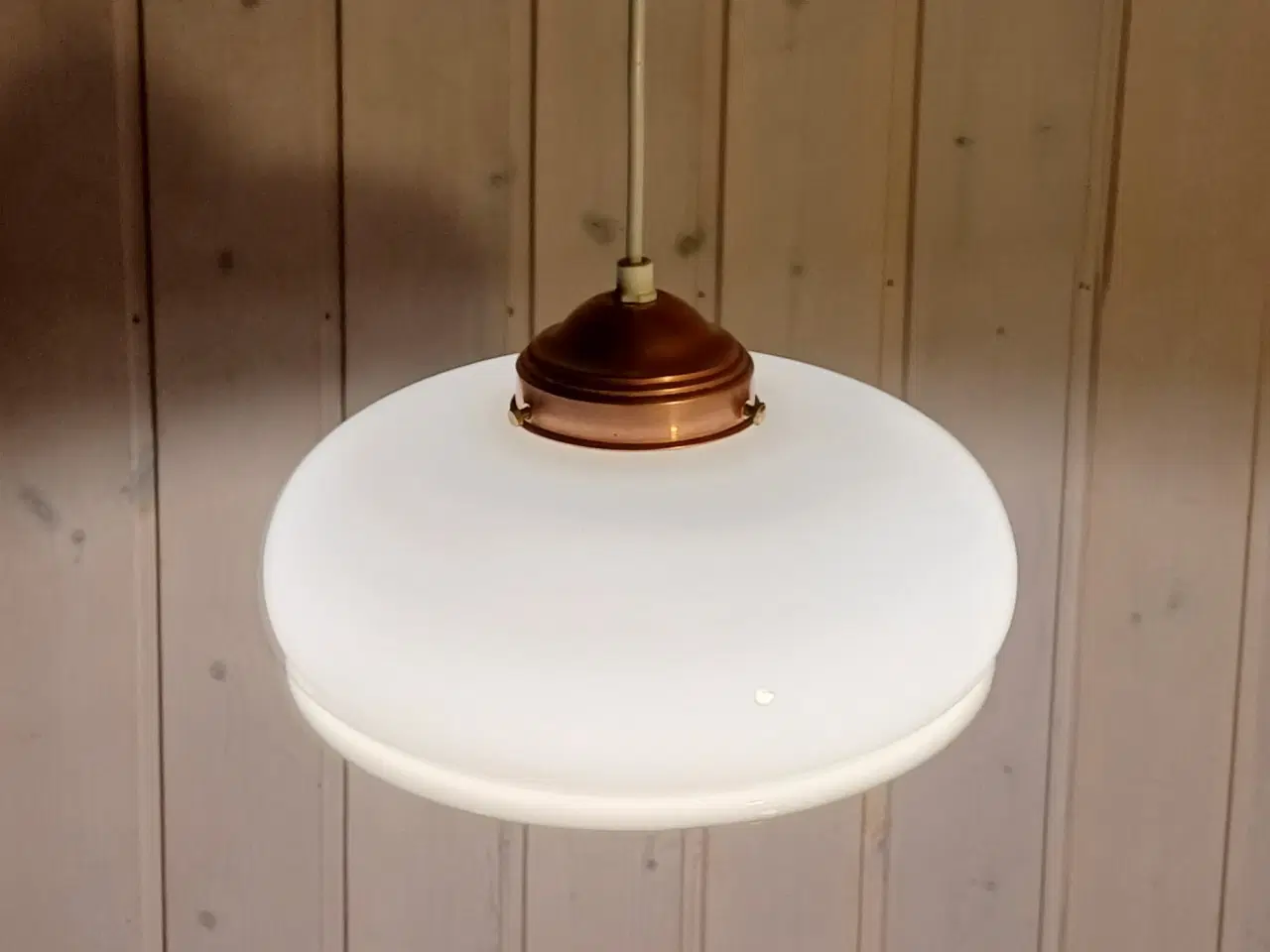 Billede 3 - Vintage/Retro loftlampe med glasskærm og messingop