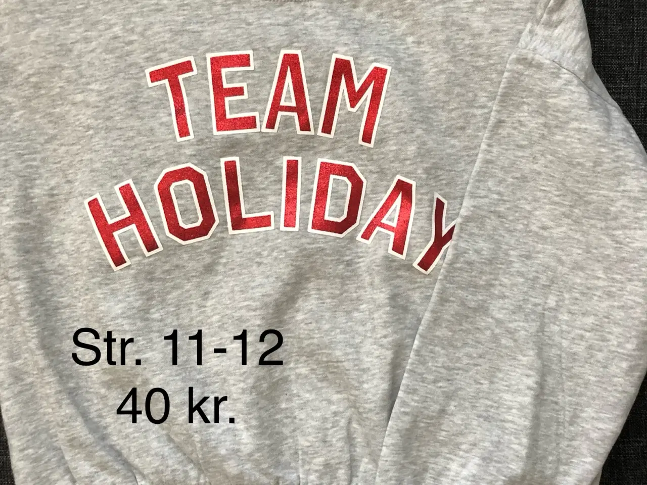 Billede 1 - H&M sweatshirt grå m/tryk pige str.11-12