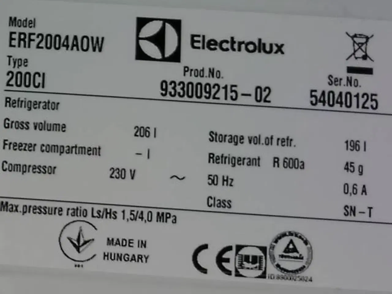 Billede 5 - Electrolux 196 liter køleskab
