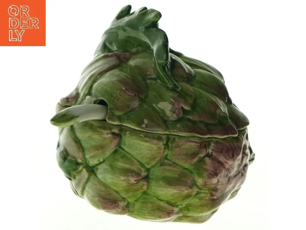 Billede 5 - Artiskokformet krukke med ske (str. 13 x. 10,5 cm)