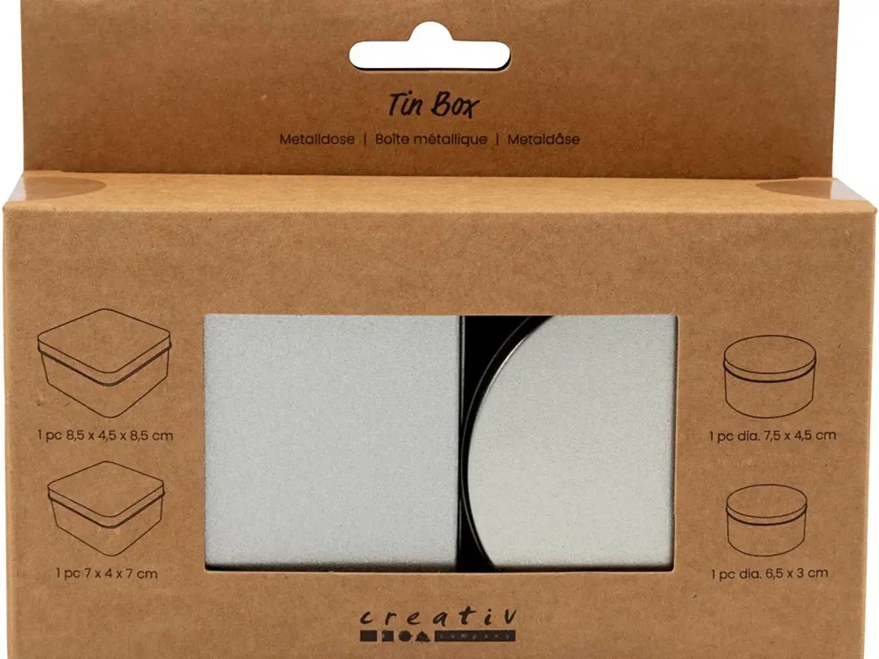 Billede 1 - Stilrene metaldåser i grå - Sæt med 4 stk.