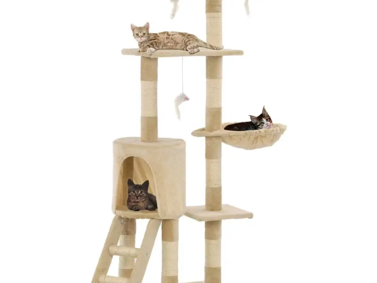 Billede 1 - Kradsetræ til katte med sisal-kradsestolper 138 cm beige