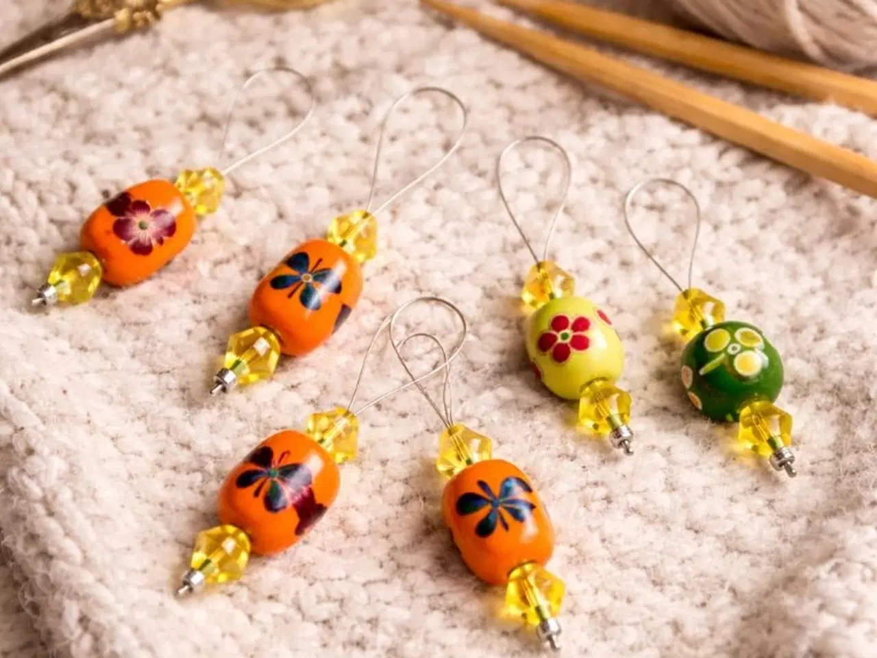 Billede 1 - 7 maskemarkører - luksus med keramik-perler