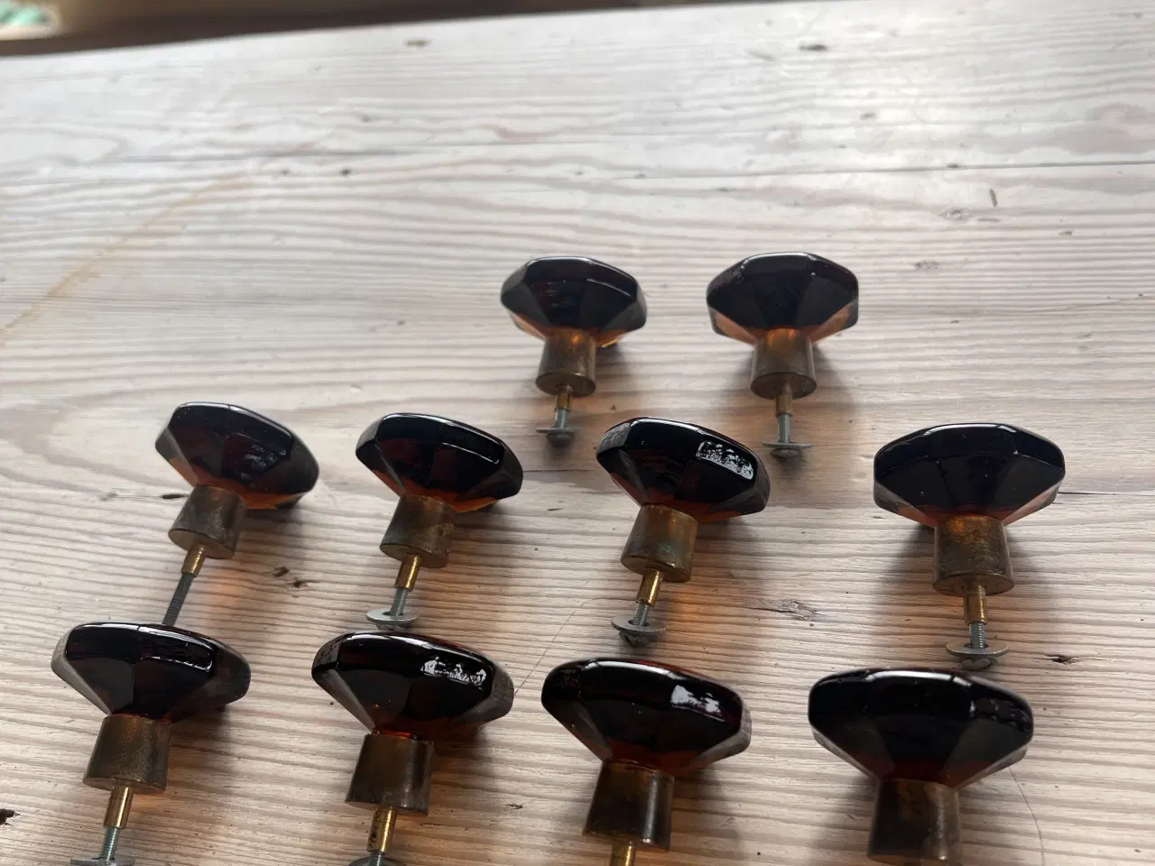 Billede 5 - 10 Vintage glasknopper med messing 