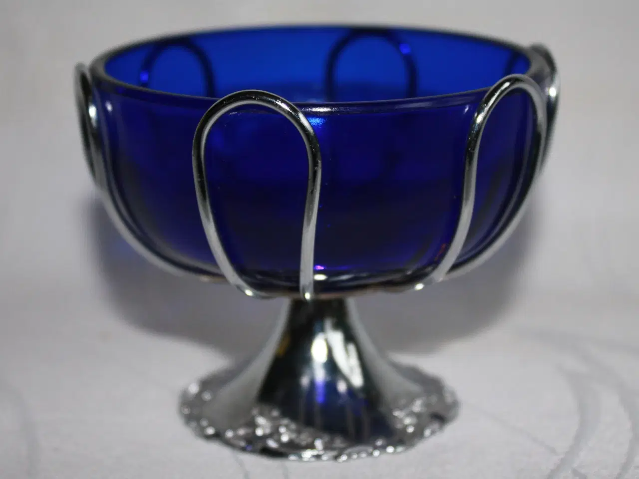 Billede 1 - Kandisskål, blå glasindsats