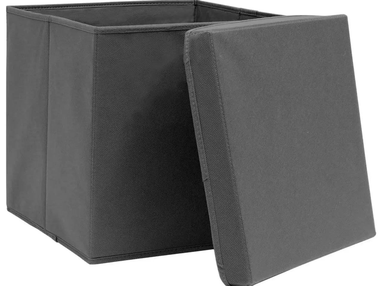 Billede 4 - Opbevaringskasser med låg 10 stk. 32x32x32 stof grå