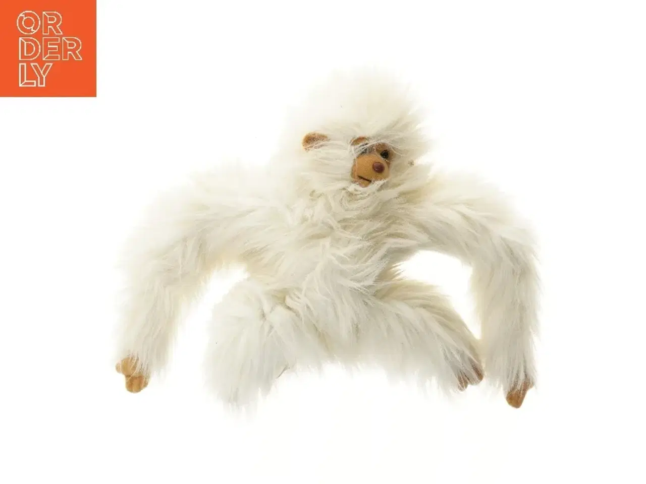 Billede 1 - Hvid plys abebamse (str. 50x35 cm)