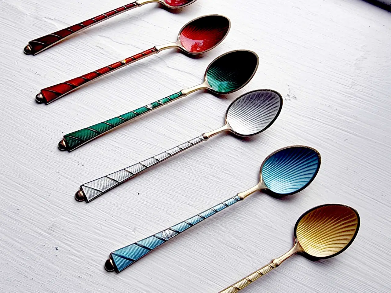 Billede 1 - smukke sterling sølv 925S Elo mokka skeer m/emalj