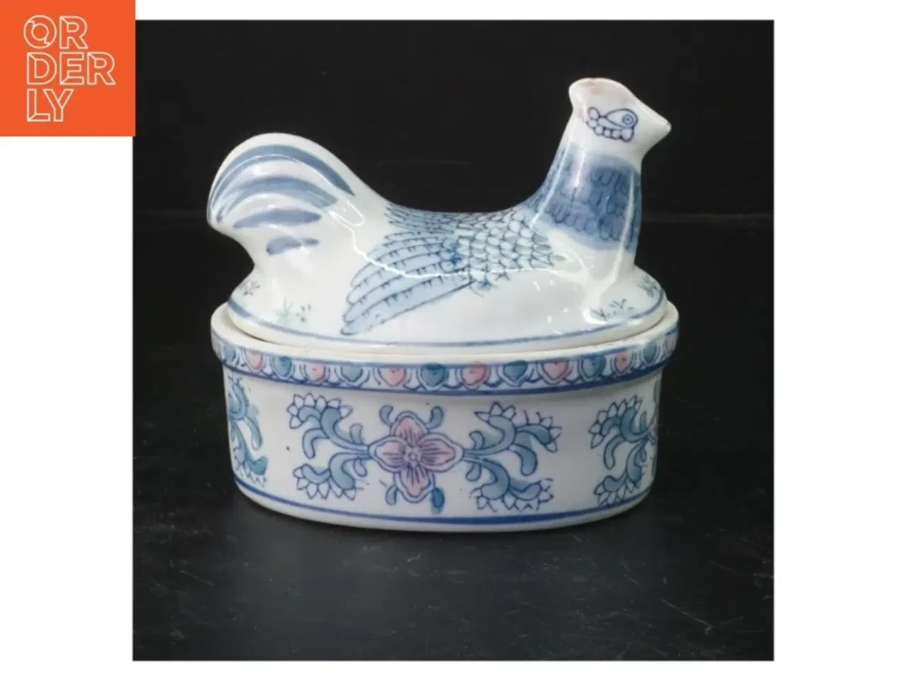 Billede 1 - Keramik figur med låg af fuglemotiv (str. 13 cm)