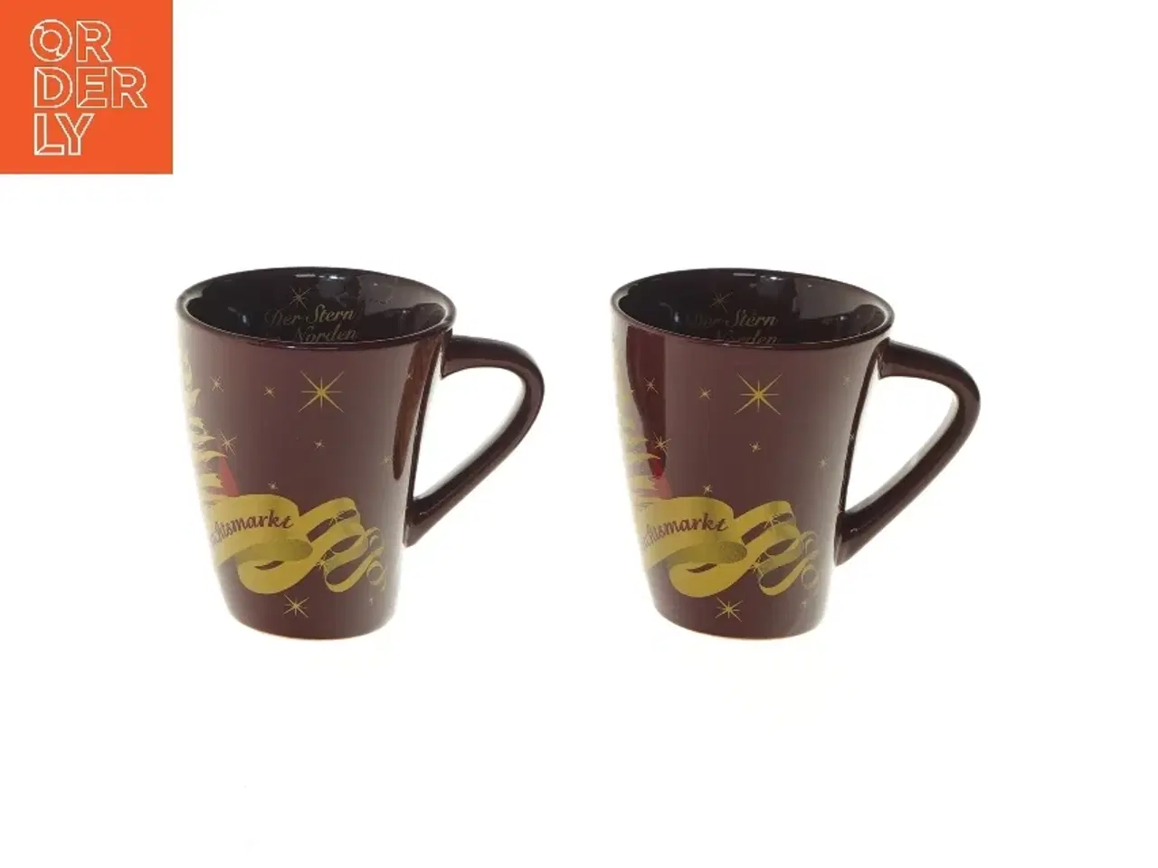 Billede 1 - Keramiske krus med dekoration, 2 stk (str. 2 stk Ø 9 cm længde 10 cm)