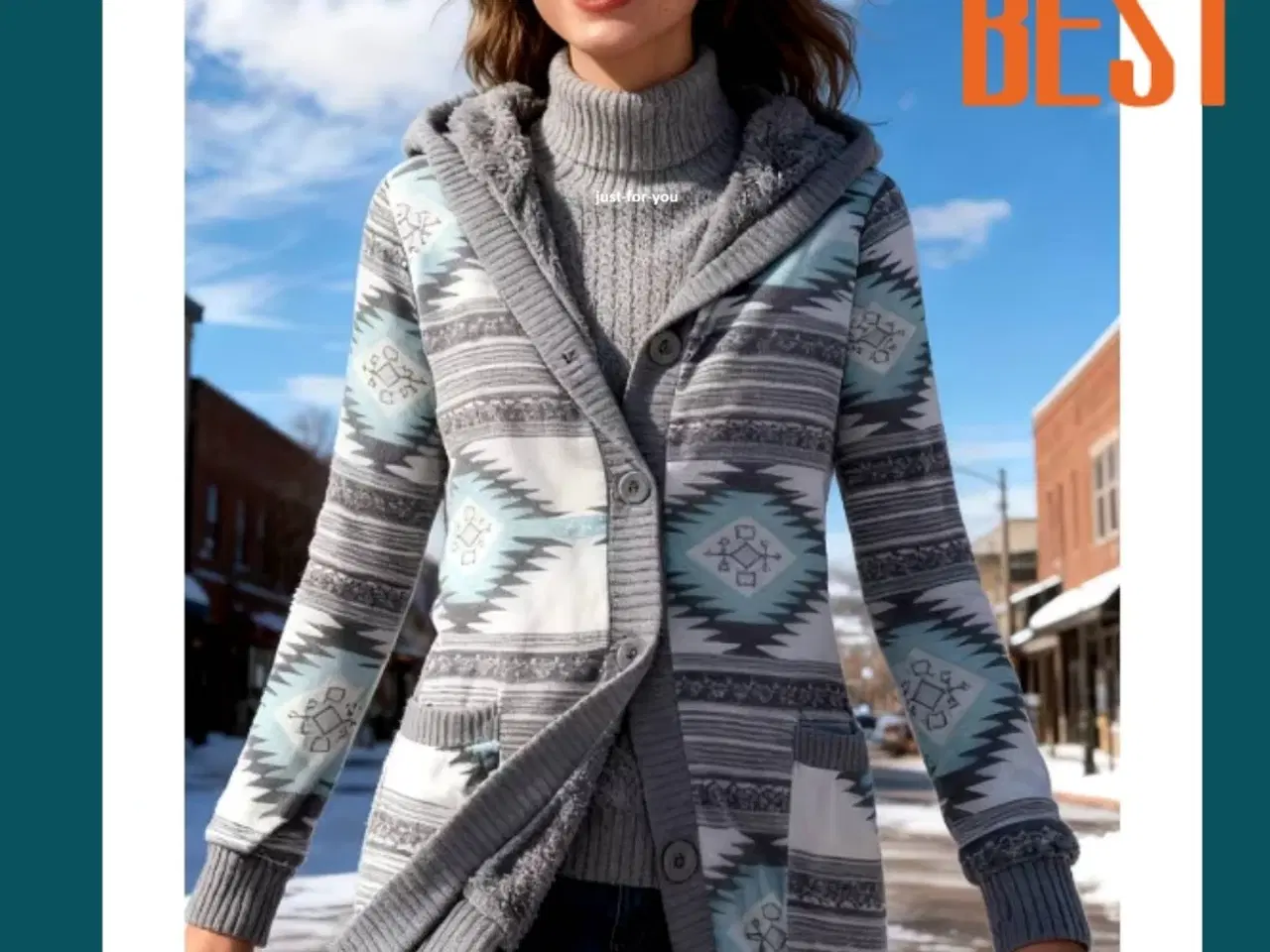 Billede 2 - Tilbud: Printet strik cardigan !