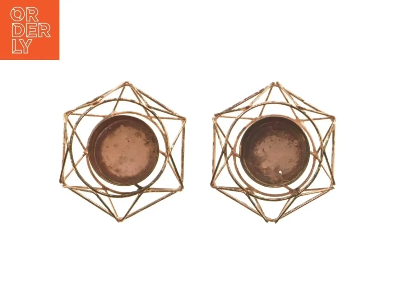 Billede 2 - Geometriske lysestager i kobber (str. 8 x 4 cm)