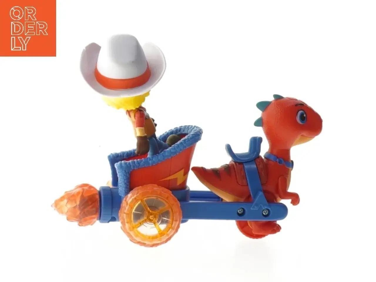 Billede 2 - Dino Ranch dinosaur med vogn og cowboy figur (str. 17,5 cm)