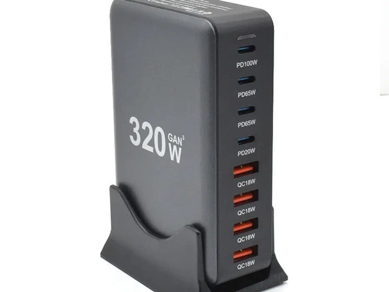 Billede 4 - Ladestation GaN 320W – 8 porte (USB-C & USB-A) – Hurtig opladning til mobil og bærbar computer