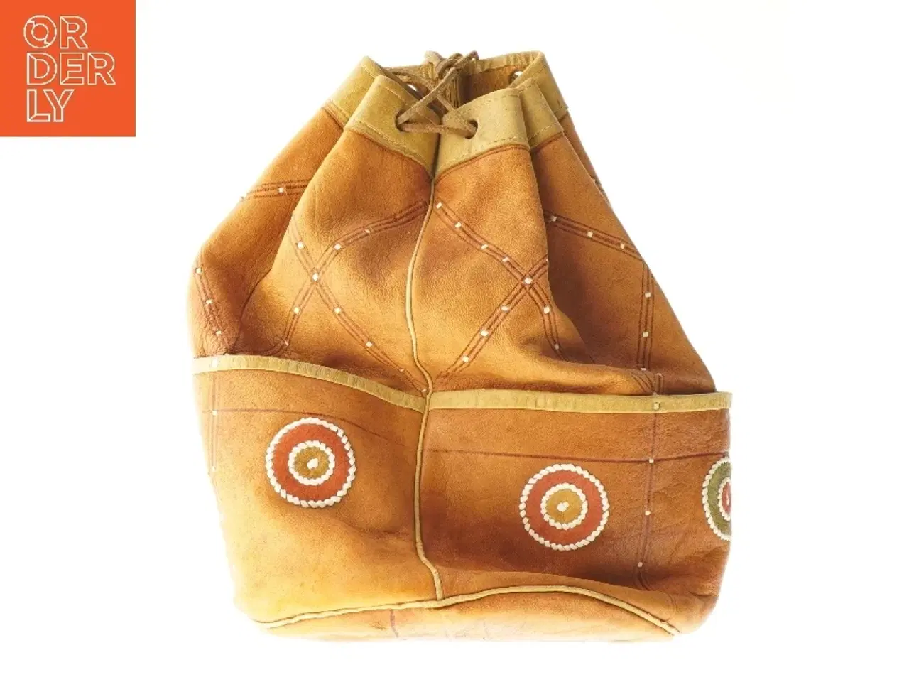 Billede 1 - Dekorativ læderpose (str. Ø 22x31 cm)