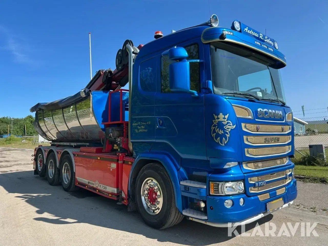 Billede 2 - Lastbil Scania R730 med asfaltlad, kran/grab og kroghejs