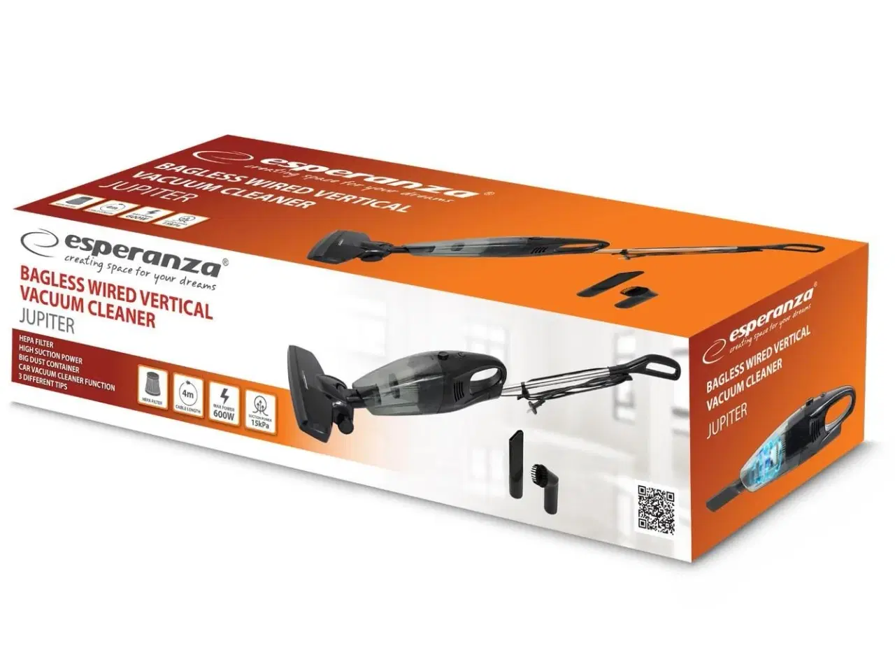 Billede 2 - Støvsuger med ledning 600 W – Esperanza EHV101K opretstående