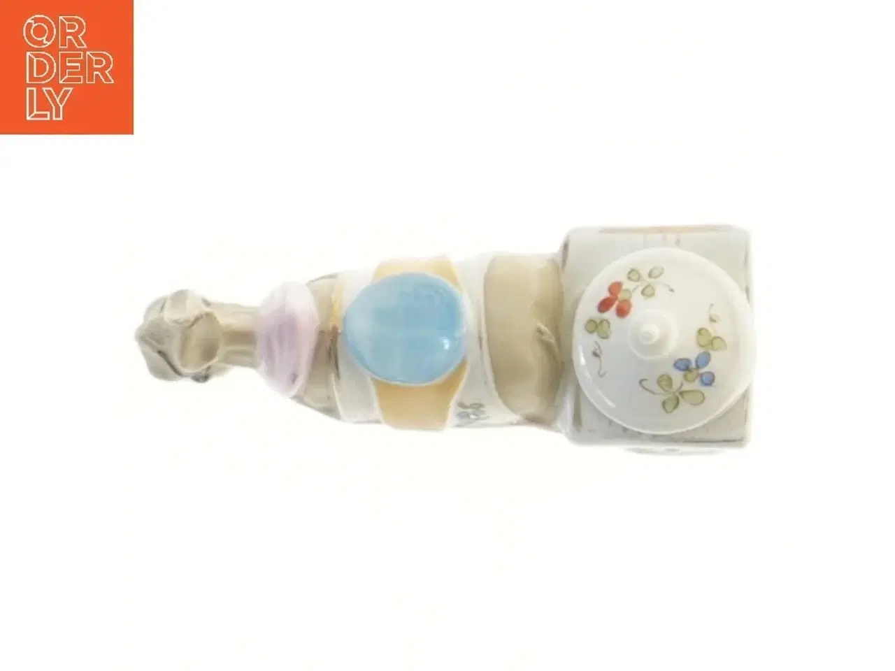 Billede 3 - Dekorativ æsel med vogn keramikfigur (str. 6,5x11,5x4 cm)