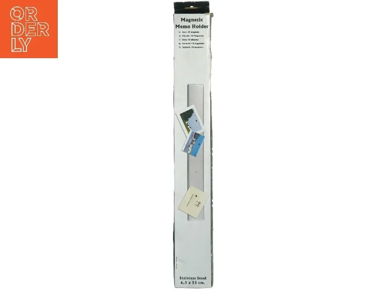 Billede 1 - Magnetisk memo-holder i rustfrit stål (str. 6,5x55 cm)