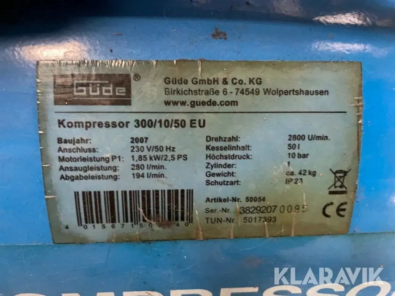 Billede 11 - Kompressorer Güde 300/10/50