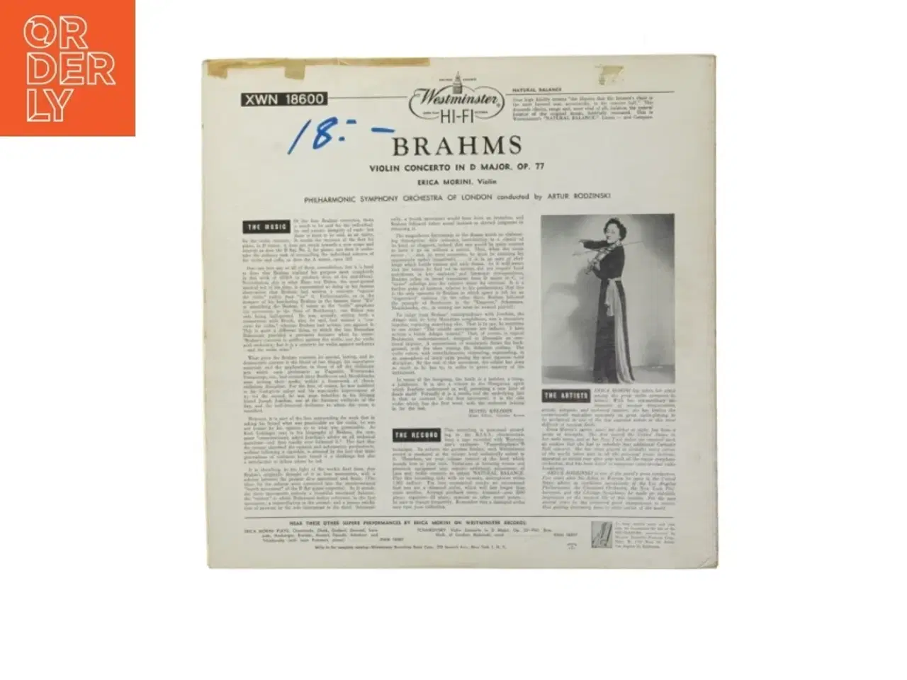 Billede 2 - Erica Morini Brahms Violin Concerto LP fra Westminster