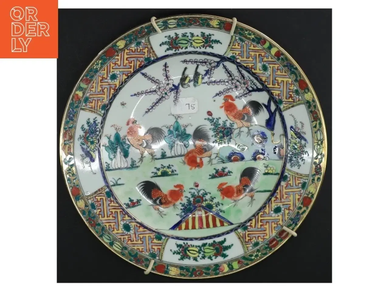 Billede 1 - Orientalsk Dekorativ porcelænsplatte med fuglemotiv (str. 23 cm)